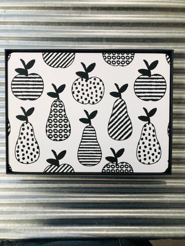 My Hygge Home Cork Backed Placemats Set of 4 Black Gift Boxed, Apples & Pears