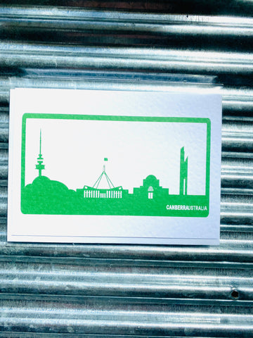 Gatbi Girls Canberra Skyline Green Greeting Card